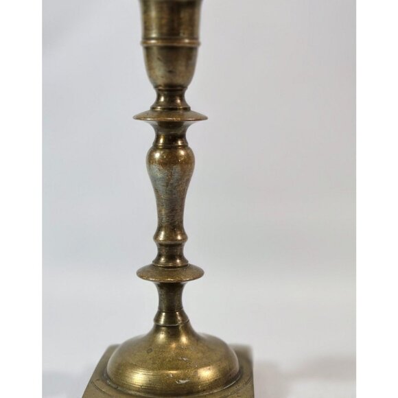 Vtg Solid Brass Candlestick Holder 7" Colonial Style MCM Pillar Taper Candles - Picture 9 of 11